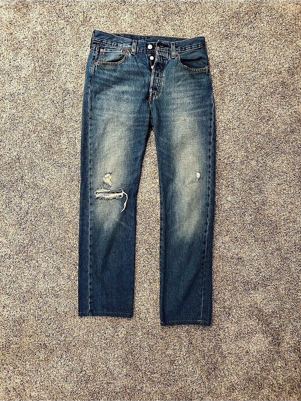 Levi's 501 Original Fit Distressed Jeans Waist 32 Blue